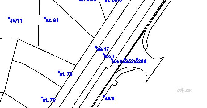 Parcela st. 98/3 v KÚ Pavlovičky, Katastrální mapa