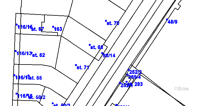 Parcela st. 98/14 v KÚ Pavlovičky, Katastrální mapa