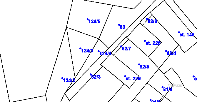Parcela st. 124/4 v KÚ Pavlovičky, Katastrální mapa