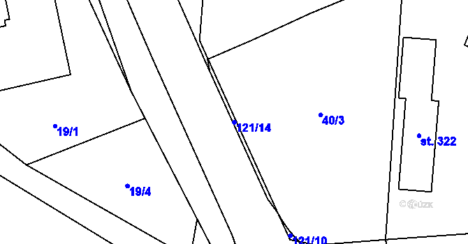 Parcela st. 121/14 v KÚ Pavlovičky, Katastrální mapa