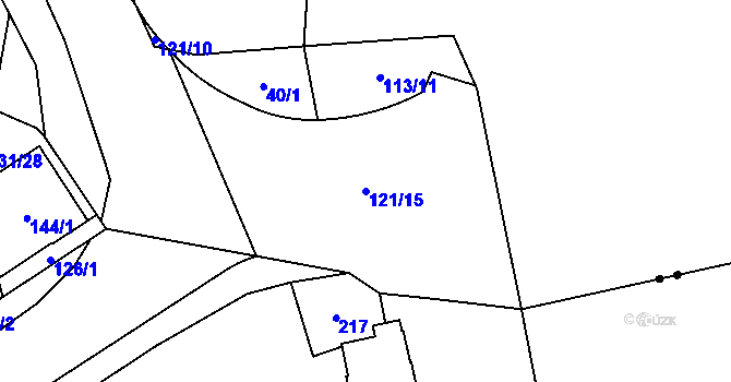 Parcela st. 121/15 v KÚ Pavlovičky, Katastrální mapa