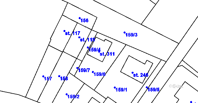 Parcela st. 311 v KÚ Pavlovičky, Katastrální mapa
