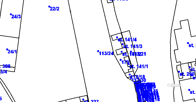Parcela st. 113/24 v KÚ Pavlovičky, Katastrální mapa