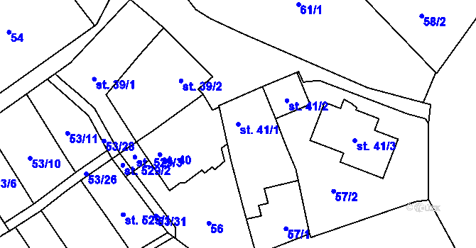 Parcela st. 41/1 v KÚ Řepčín, Katastrální mapa