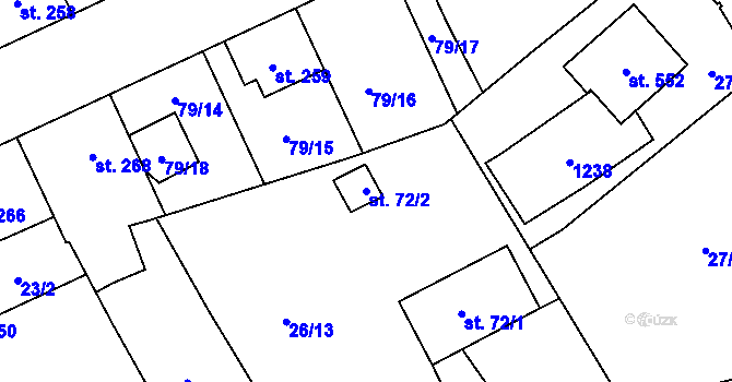 Parcela st. 72/2 v KÚ Řepčín, Katastrální mapa