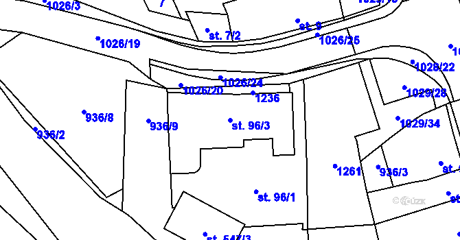 Parcela st. 96/3 v KÚ Řepčín, Katastrální mapa