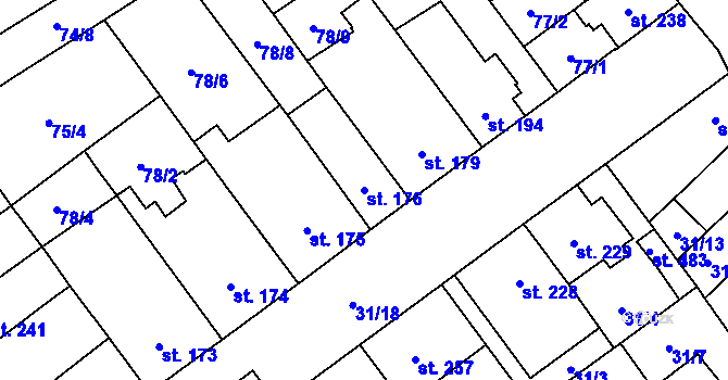Parcela st. 176 v KÚ Řepčín, Katastrální mapa