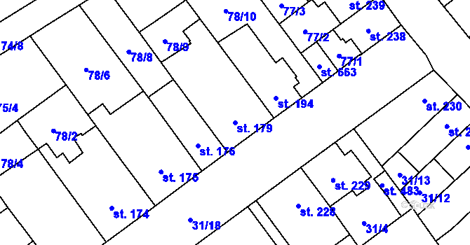 Parcela st. 179 v KÚ Řepčín, Katastrální mapa