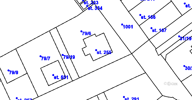 Parcela st. 255 v KÚ Řepčín, Katastrální mapa