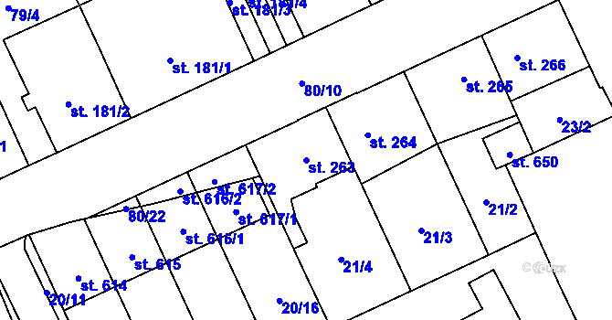 Parcela st. 263 v KÚ Řepčín, Katastrální mapa