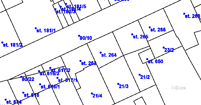 Parcela st. 264 v KÚ Řepčín, Katastrální mapa