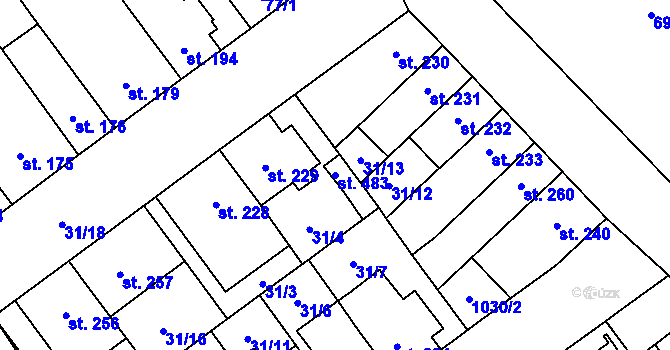 Parcela st. 483 v KÚ Řepčín, Katastrální mapa