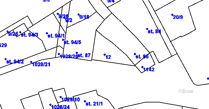 Parcela st. 12 v KÚ Řepčín, Katastrální mapa