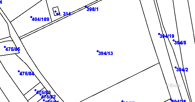 Parcela st. 394/13 v KÚ Řepčín, Katastrální mapa