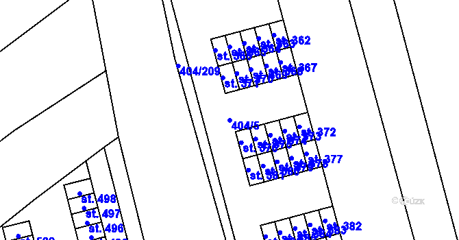 Parcela st. 404/5 v KÚ Řepčín, Katastrální mapa