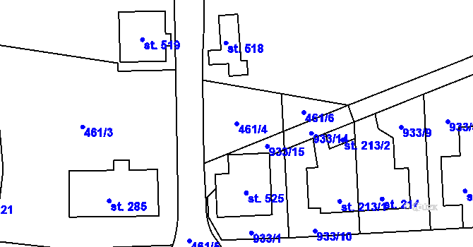 Parcela st. 461/4 v KÚ Řepčín, Katastrální mapa