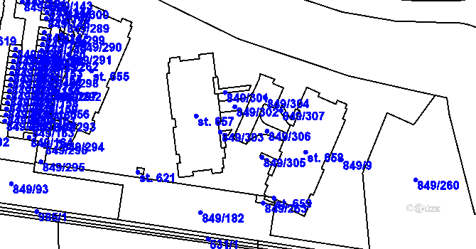 Parcela st. 849/9 v KÚ Řepčín, Katastrální mapa