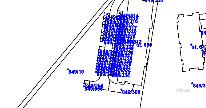 Parcela st. 849/10 v KÚ Řepčín, Katastrální mapa