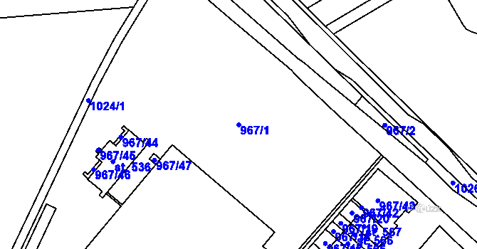 Parcela st. 967/1 v KÚ Řepčín, Katastrální mapa