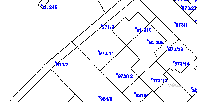 Parcela st. 973/11 v KÚ Řepčín, Katastrální mapa