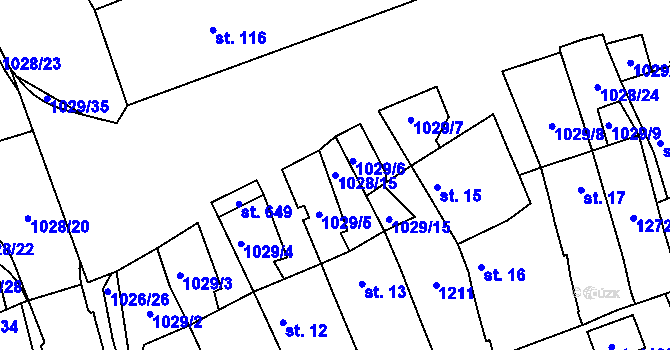 Parcela st. 1028/15 v KÚ Řepčín, Katastrální mapa