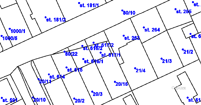 Parcela st. 617/1 v KÚ Řepčín, Katastrální mapa