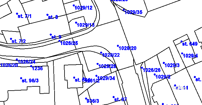 Parcela st. 1028/22 v KÚ Řepčín, Katastrální mapa