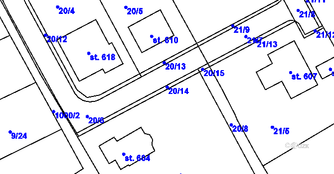 Parcela st. 20/14 v KÚ Řepčín, Katastrální mapa