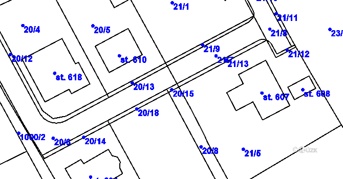 Parcela st. 20/15 v KÚ Řepčín, Katastrální mapa