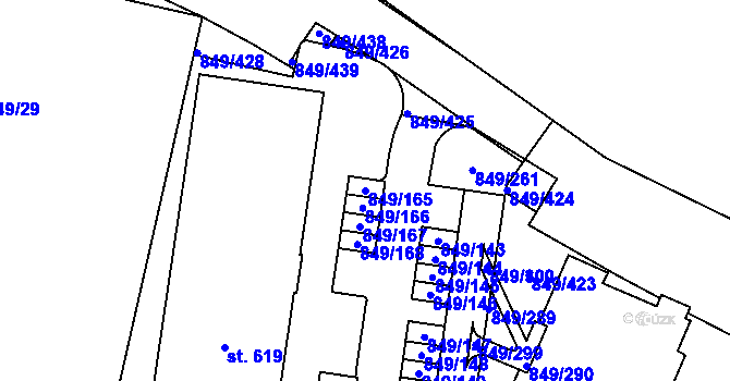 Parcela st. 849/165 v KÚ Řepčín, Katastrální mapa