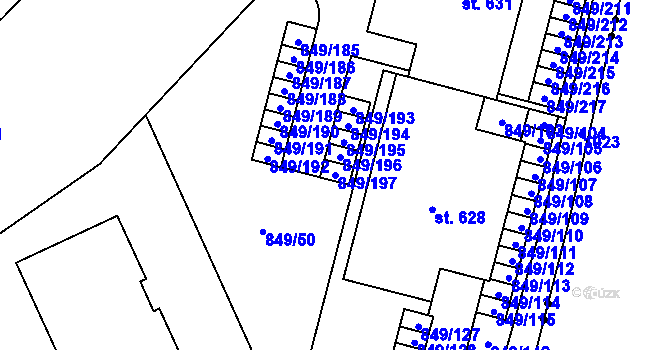 Parcela st. 849/197 v KÚ Řepčín, Katastrální mapa