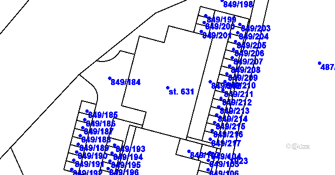 Parcela st. 631 v KÚ Řepčín, Katastrální mapa