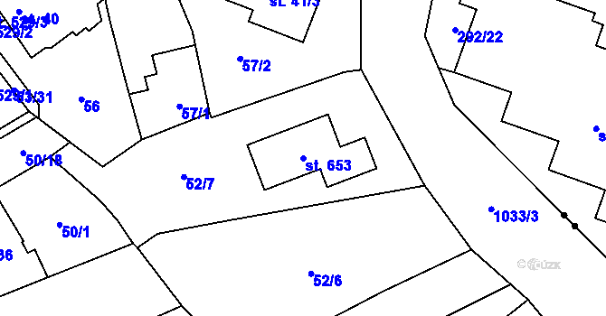 Parcela st. 653 v KÚ Řepčín, Katastrální mapa