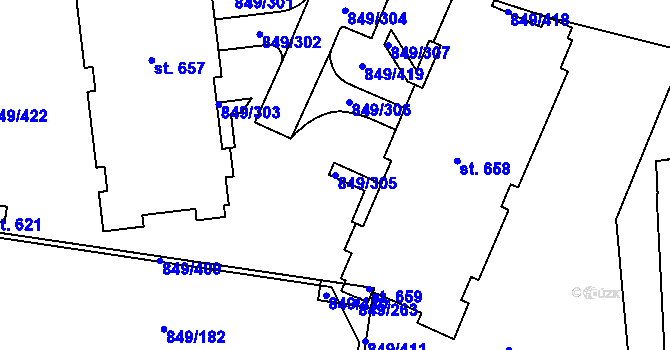 Parcela st. 849/305 v KÚ Řepčín, Katastrální mapa