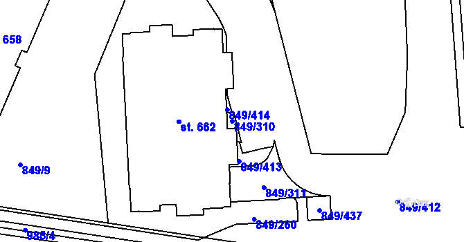 Parcela st. 849/310 v KÚ Řepčín, Katastrální mapa