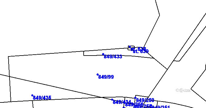Parcela st. 849/433 v KÚ Řepčín, Katastrální mapa
