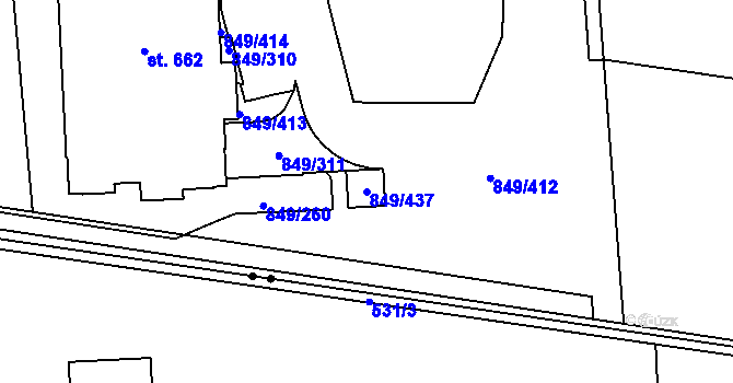 Parcela st. 849/437 v KÚ Řepčín, Katastrální mapa