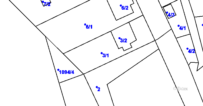 Parcela st. 3/1 v KÚ Olomučany, Katastrální mapa