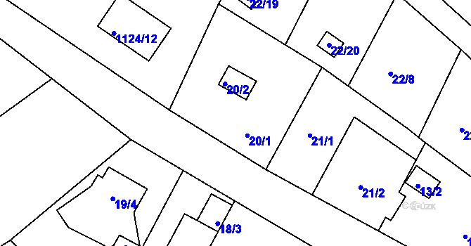 Parcela st. 20/1 v KÚ Olomučany, Katastrální mapa