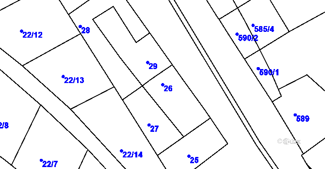 Parcela st. 26 v KÚ Olomučany, Katastrální mapa