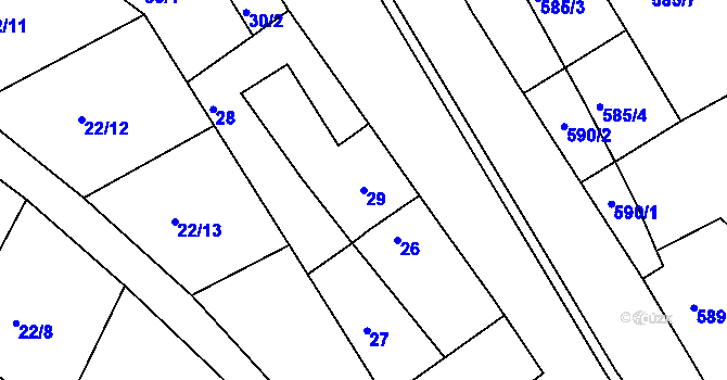 Parcela st. 29 v KÚ Olomučany, Katastrální mapa