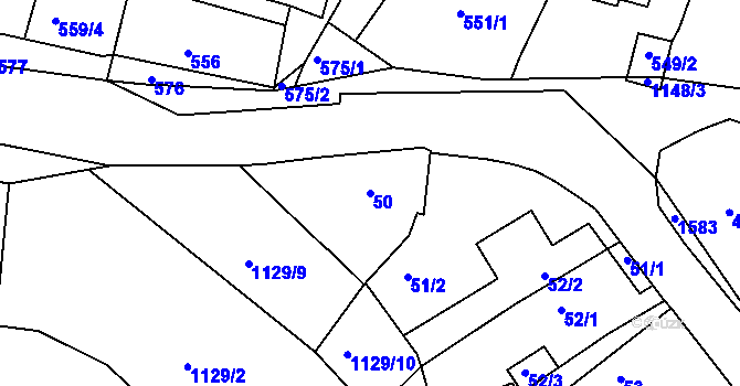 Parcela st. 50 v KÚ Olomučany, Katastrální mapa
