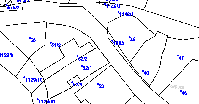 Parcela st. 51/1 v KÚ Olomučany, Katastrální mapa