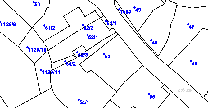 Parcela st. 53 v KÚ Olomučany, Katastrální mapa