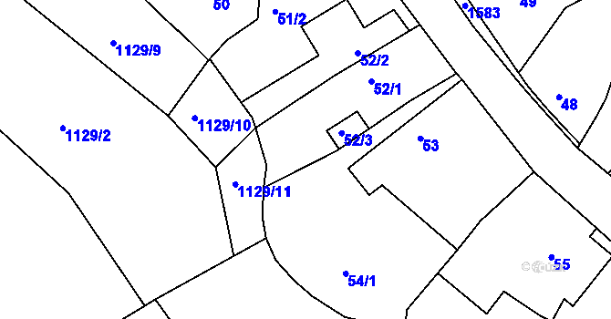 Parcela st. 54/2 v KÚ Olomučany, Katastrální mapa