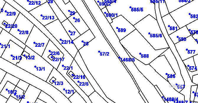 Parcela st. 57/2 v KÚ Olomučany, Katastrální mapa