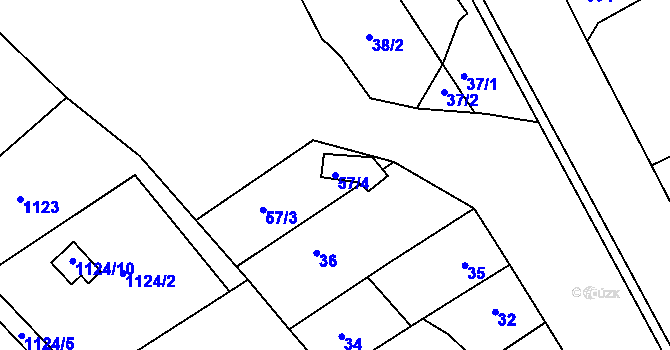 Parcela st. 57/4 v KÚ Olomučany, Katastrální mapa