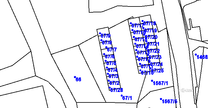 Parcela st. 67/6 v KÚ Olomučany, Katastrální mapa