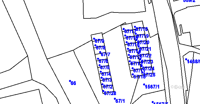 Parcela st. 67/7 v KÚ Olomučany, Katastrální mapa