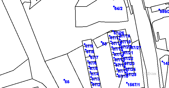 Parcela st. 67/9 v KÚ Olomučany, Katastrální mapa